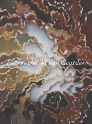 Abstract painting with swirls of colour that look like water bodies
